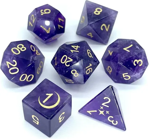 Miniatura 3 de Truewon Juego de dados de piedra de 7 dados hechos a mano para RPG DND hechos con piedras preciosas naturales.