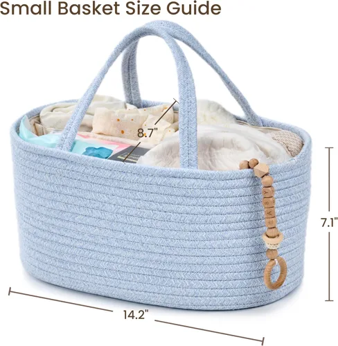 Miniatura 2 de Organizador de pañales, cesta de regalo vacía para artículos esenciales para recién nacidos, cesta de almacenamiento de bebé, elegante bolsa