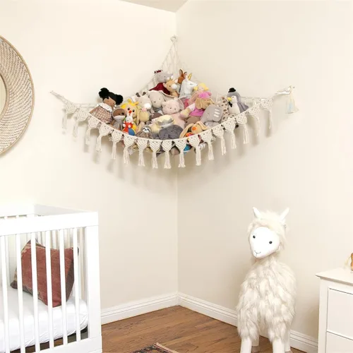 Miniatura 3 de Hamaca de almacenamiento de juguetes de peluche para colgar en la pared, organizador colgante de esquina para dormitorio, soporte de juguetes