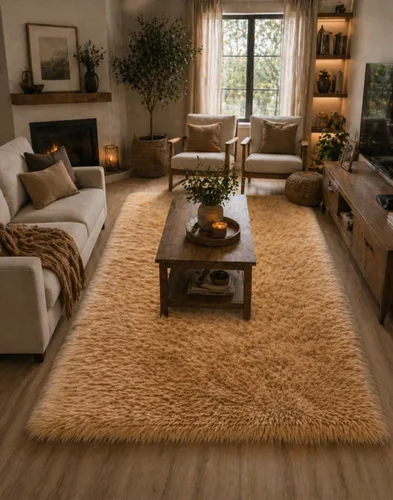 Miniatura 10 de LAMBZY Alfombra rectangular de piel de oveja sintética, súper suave, hipoalergénica, de felpa, lujosa alfombra de felpa sedosa para dormitorios