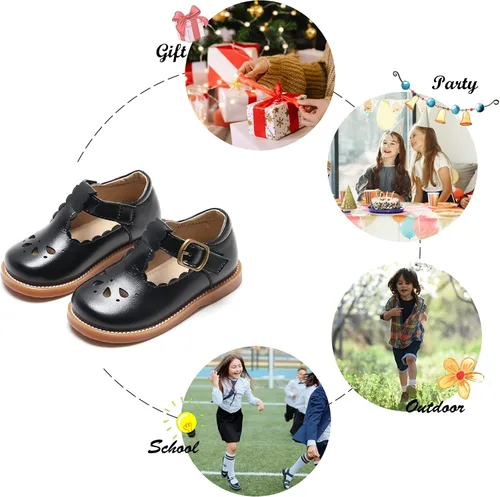 Miniatura 4 de Felix & Flora - Zapatos planos de vestir estilo Mary Jane para niña pequeña, zapatillas de ballet para niña, zapatos para fiestas y escuela