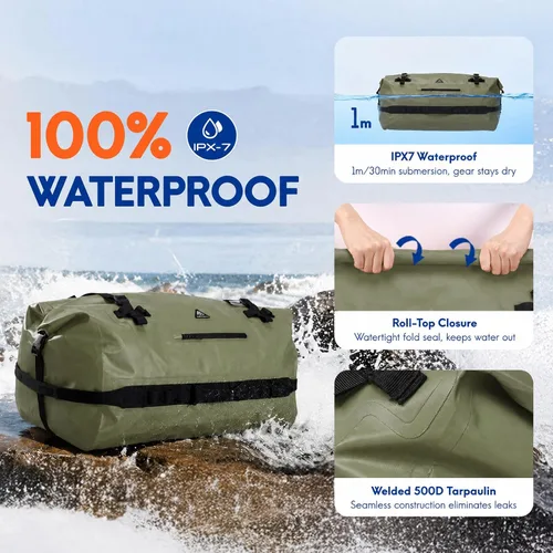 Miniatura 2 de Haimont Mochila Duffel Grande Impermeable con Parte Superior Enrollable, Bolsa Duffel Seca de Servicio Pesado para Navegación, Viajes, Camping