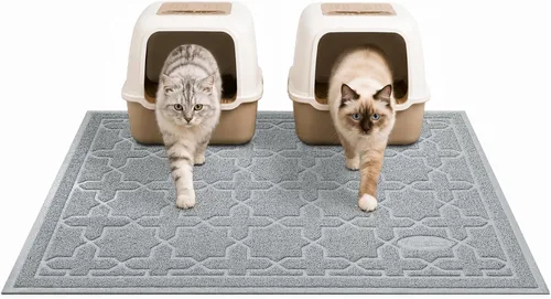 Miniatura 12 de Yimobra Tapete de arena para gatos, 24"x20" tapete con malla de bloqueo de arena, tapete suave para arena para gatos tapete atrapa arena, fácil