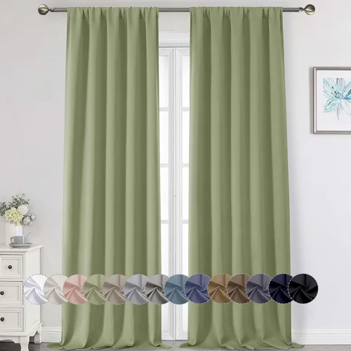 Miniatura 93 de Cortinas opacas para dormitorio, sala de estar, juego de 2 paneles de 54 pulgadas de largo, cortinas de oscurecimiento de habitación con aislamiento