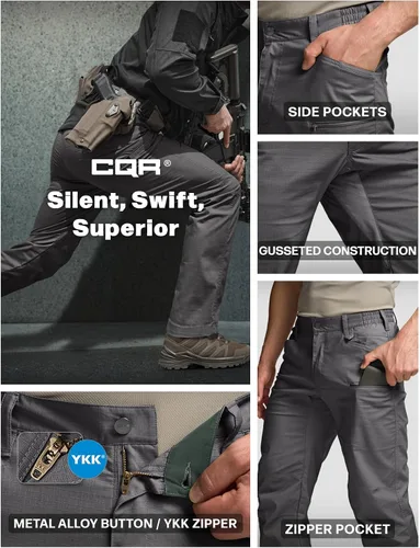 Miniatura 152 de CQR – Pantalones tácticos elásticos tipo cargo para hombre, resistentes al agua, de tela ripstop (antidesgarros), ligeros, ideales para uso diario