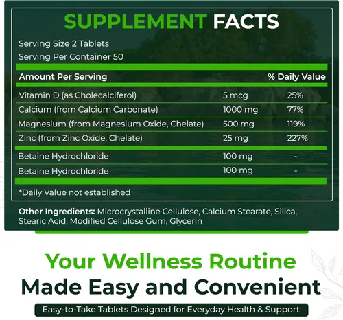 Miniatura 2 de Natural Nutra Suplemento de calcio y magnesio y zinc con vitamina D3 para fortaleza ósea, salud sin gluten y sin azúcar, complejo mineral esencial