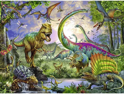 RUIFVJ Pintura artística de diamante para adultos y niños, kits de diamantes 5D para principiantes, bricolaje, dinosaurio, taladro completo, arte de