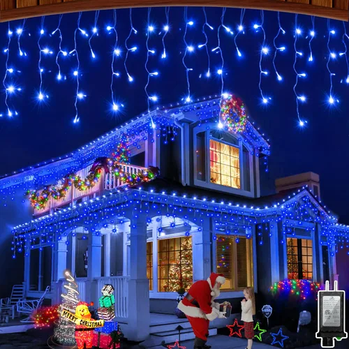 Miniatura 13 de 612 luces LED de Navidad de 60 pies con 136 caídas, 12 modos de iluminación, decoración navideña multicolor, luces centelleantes regulables