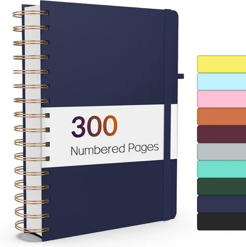 Miniatura 31 de Forvencer Cuaderno rayado en espiral con 300 páginas numeradas, diarios gruesos A5 para escribir con papel de 3.53 oz/m², cuadernos de tapa dura