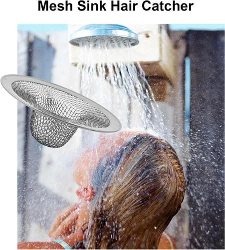 Miniatura 6 de Paquete de 6 coladores de drenaje de malla para lavabo de baño, 2.12 pulgadas, parte superior / 1 pulgada de acero inoxidable pequeño para fregadero
