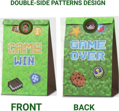 Miniatura 7 de 24 PCS Bolsas de Favores de Fiesta Pixel Miner Bolsas de Golosinas Temáticas de Pixel para Suministros de Fiesta de Cumpleaños, Niños y Niñas Bolsas