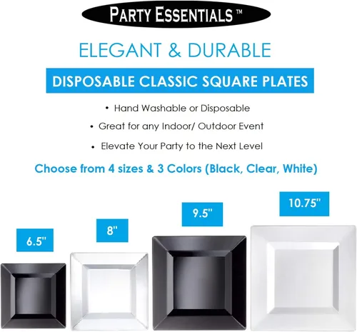 Miniatura 2 de Party Essentials 10 cuencos cuadrados para aperitivos, recipientes torzados de plástico duro, 12 oz.