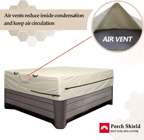 Miniatura 5 de Porch Shield Cubierta impermeable y resistente al desvanecimiento de 600D para bañera de hidromasaje de exterior 80 x 80 pulgadas, protector de SPA