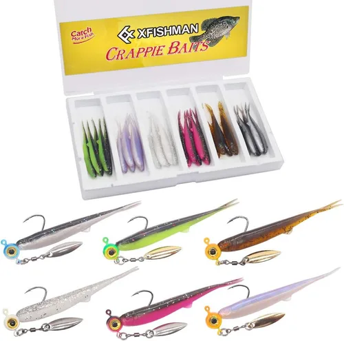 Miniatura 9 de Kit de Señuelos para Crappie - Plásticos - Cabezas de Jig - Kit de Shad - Minnow - Señuelos de Pesca para Crappie - Panfish - Bluegill - Kit de 40