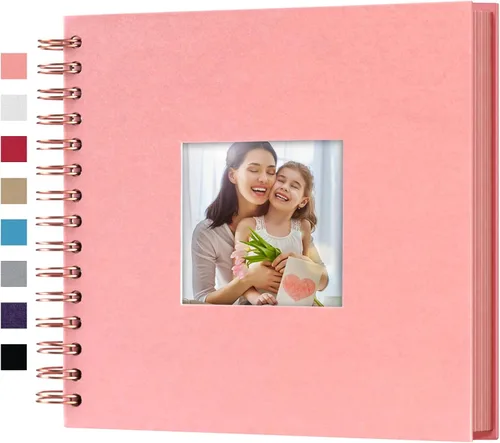 Miniatura 28 de Álbum de fotos para scrapbook DIY de 10 x 10 pulgadas con cubierta de diseño de ventana, 80 páginas, libro de recuerdos de papel para manualidades