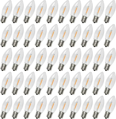 Miniatura 13 de Paquete de 25 bombillas LED C7 de luz nocturna, bombillas LED C7 de repuesto para cadena de luces de Navidad, 0.6 vatios equivalentes a 7 vatios, C7