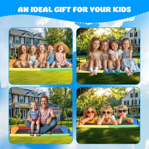 Miniatura 7 de Columpio de árbol rectangular gigante de 60 pulgadas para niños y adultos, resistente al agua y duradero, columpio grande para árbol al aire libre