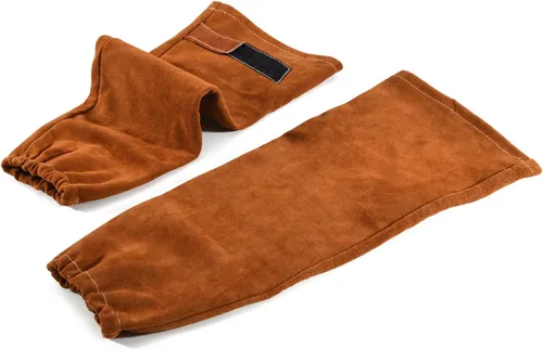 Mangas de trabajo de soldadura de cuero para hombres y mujeres, protección de brazo resistente al calor y al fuego con costuras de Kevlar y forro de