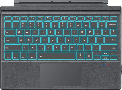 Covertor MoKo para Microsoft Surface Pro 4 / Pro 3 / Surface Pro 2017, teclado Bluetooth inalámbrico delgado con Trackpad, retroiluminado con luces
