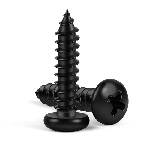 Tornillos autorroscantes #4 x 1 de cabeza de sartén Tornillos para chapa metálica y madera, óxido negro, acero inoxidable 304 18-8, 100 piezas