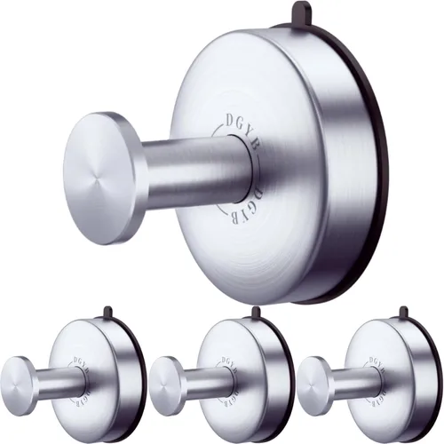 Miniatura 17 de DGYB Ganchos de ventosa para ducha, juego de 4 ganchos extraíbles de acero inoxidable para toallas de baño, ventana de vidrio, puerta, pared y Juego