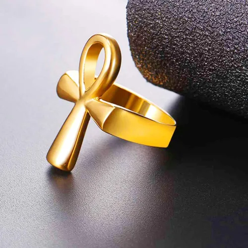 Miniatura 3 de U7 Jewelry Ankh Rings Ancient Egyptian Eye of Ra Horus Ring Stainless SteelGold PlatedBlack Color Egypt Symbol Rings for Men Women