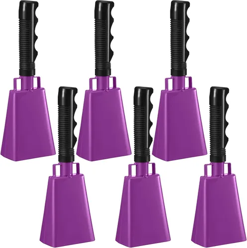 Miniatura 9 de 6 Pcs 10 Inch Cowbell with Handle Cheering Bell for Sports Events Large Noise Makers Cow bells Loud Cowbell Bulk for Football Games Party Chimes