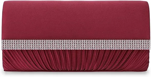 ERIJUNOR Bolsos clásicos de satén plisados de noche con diamantes de imitación, bolsos cruzados para fiesta, graduación, boda, para mujer