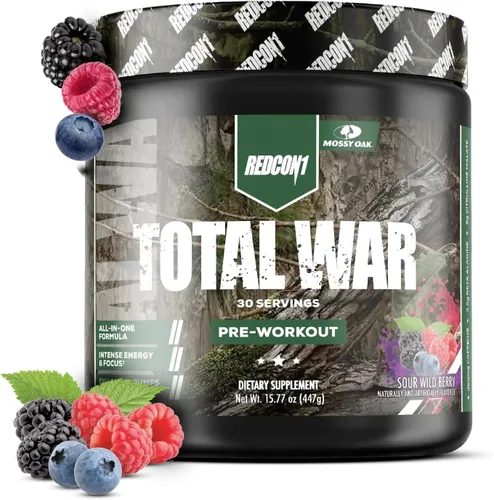 Miniatura 16 de REDCON1 Total War - Suplemento para antes del entrenamiento, Uva - Preentrenamiento con cafeína de acción rápida para hombres + mujeres con beta