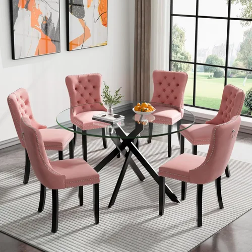 Miniatura 82 de HomVent Juego de mesa de comedor redonda de vidrio de 3 piezas, juego de mesa de comedor de vidrio templado para 2 mesas de cocina con 2 sillas