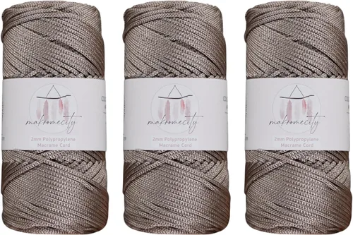 Miniatura 75 de Makromecity, Cordón de macramé de poliéster de 2 mm x 38 m (125 yardas) 2 mm de polipropileno, cordón de macramé para crochet, bolsas de macramé