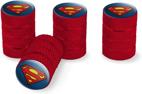 Miniatura 10 de Tapas de Vástago de Válvula de Llanta de Aluminio con Logo del Escudo Clásico de Superman Azul