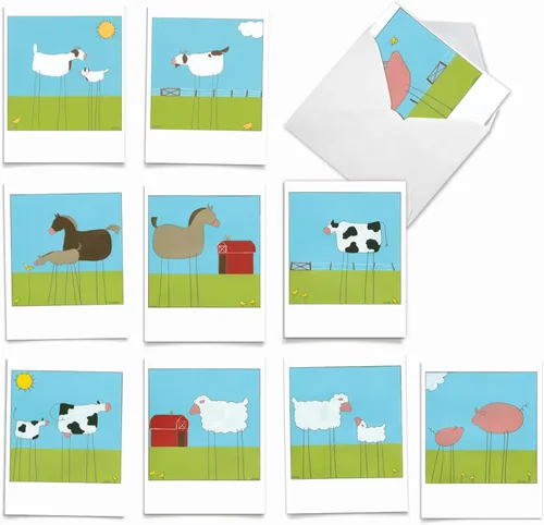 Miniatura 8 de The Best Card Company - 10 tarjetas de agradecimiento en caja con sobres, juego de papelería de agradecimiento animal para hombres, mujeres y niños