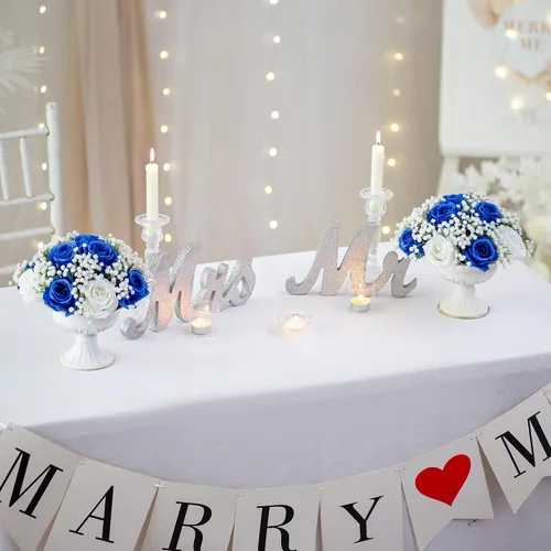 Miniatura 4 de BLOSMON Bolas de Flores Falsas Centros de Mesa de Boda 2 Piezas Rosa Azul Real Aliento de Bebé Flores Artificiales Piezas Centrales Decoración