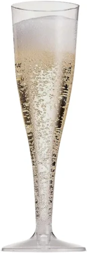 Miniatura 5 de TemBe 100 copas de champán de plástico desechables, vasos de tostado de 4.5 onzas para decoración, boda, cumpleaños, fiesta de despedida de soltera