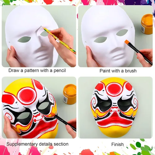 Miniatura 4 de Aoriher 50 máscaras de papel maché de cara completa, color blanco, pintables, a granel, para Mardi Gras, cosplay, fiesta de baile para adultos