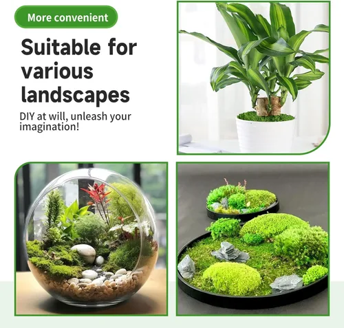 Miniatura 5 de Musgo verde falso para plantas en macetas de interior, musgo artificial de 3.5 onzas para manualidades, césped sintético decorativo para jardín