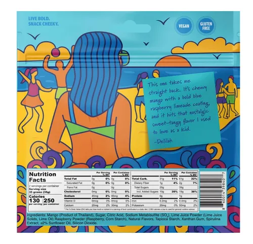 Miniatura 2 de Chici Mama Blue Raspberry Limeade - Bocadillos de mango, paquete de 2 – Hecho con mango real Golosinas masticables y jugosas alternativas Sin