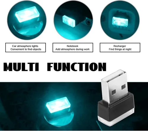 Miniatura 4 de NTNEV 4 lámparas LED USB para el interior del automóvil, mini luces LED USB para decoración del automóvil, kit de iluminación ambiental, interfaz
