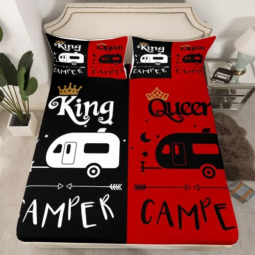 Miniatura 13 de Sábana bajera ajustable King Crown vintage negro y gris, sábanas románticas para el día de San Valentín, tamaño individual para mujeres, regalos