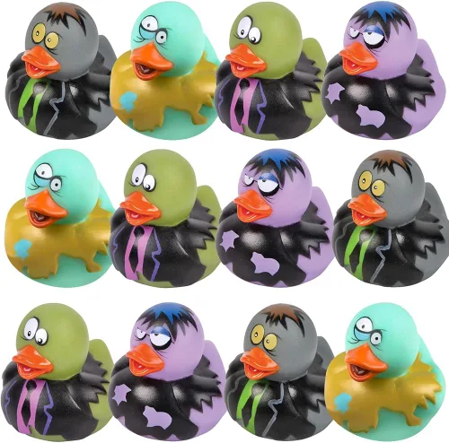 ArtCreativity 12 patos de goma de Halloween, patos de goma zombi para niños, variedad de diseños y colores, suministros de dulce o truco, recuerdos