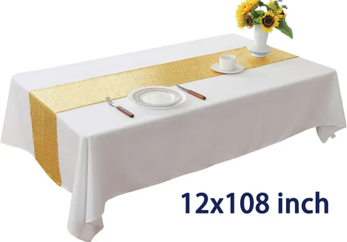 Miniatura 4 de Paquete de 10 caminos de mesa de lentejuelas verdes de 12 x 72 pulgadas para fiestas, bodas, aniversarios, cumpleaños, banquetes, compromisos