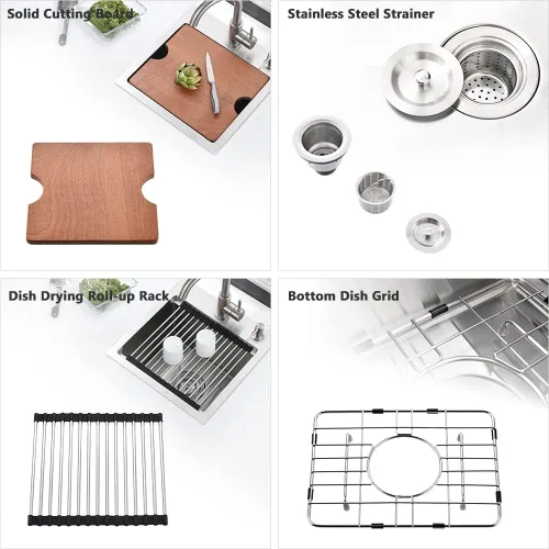 Miniatura 7 de Fregadero de barra de 15 pulgadas para estación de trabajo, fregadero de cocina pequeño de 15 x 15 pulgadas, montaje superior, calibre 16
