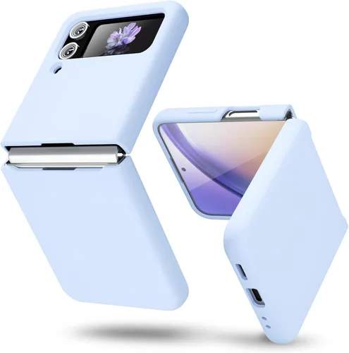 Miniatura 9 de oakxco Funda para teléfono Samsung Galaxy Z Flip 4, agarre de silicona líquida, bonita fina delgada cubierta de gel TPU de goma suave lisa