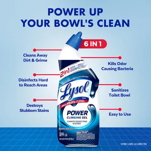 Miniatura 2 de Lysol Limpiador de inodoro, suministros de limpieza de baño de máxima resistencia, limpiador de taza de inodoro en gel adherente, esencial