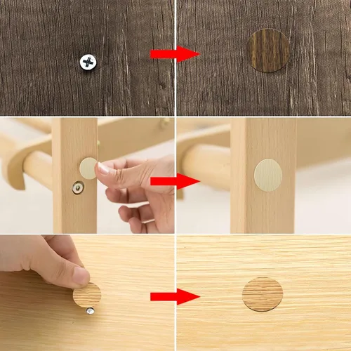 Miniatura 4 de 648 piezas de 12 colores autoadhesivos para agujeros de tornillo, calcomanías de PVC a prueba de polvo para muebles de madera, gabinete, pared