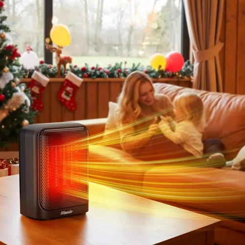 Miniatura 8 de Calentador de espacio, calentadores eléctricos de cerámica PTC de 1400 W, para interiores, portátil, calentamiento rápido 2S con termostato