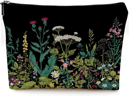 Miniatura 10 de Pequeña bolsa de maquillaje para monedero, bonita lona impermeable, bolsas de cosméticos para mujeres, con cremallera, bolsa de aseo de viaje