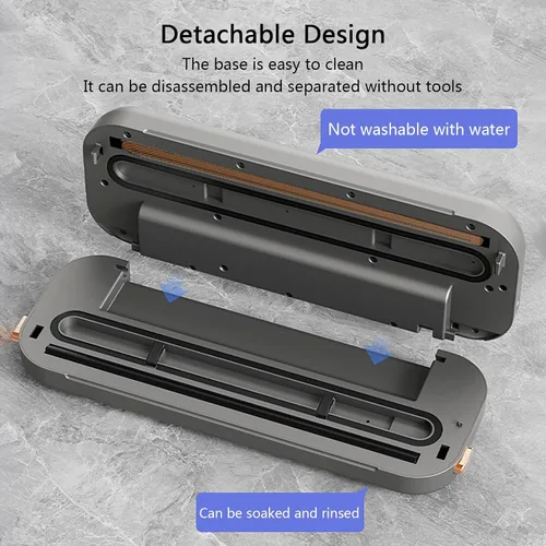 Miniatura 8 de Máquina selladora al vacío para almacenamiento de alimentos, potente sello de 65 kPa con cortador, conservador de alimentos compacto para seco