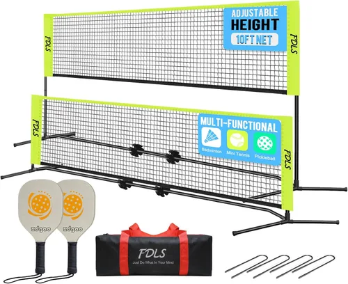 Miniatura 9 de FDLS - Red de bádminton y pickleball portátil de 10 pies con bolsa de transporte para interior y exterior Altura ajustable Fácil de montar